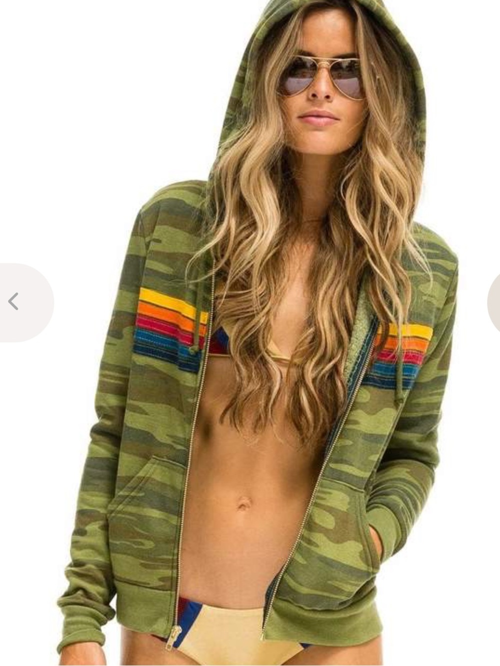 AVIATOR NATION 5 STRIPE HOODIE - CAMO. Women’s Medium - Picture 2 of 10